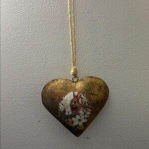 Metal Heart with Bunny Rabbit